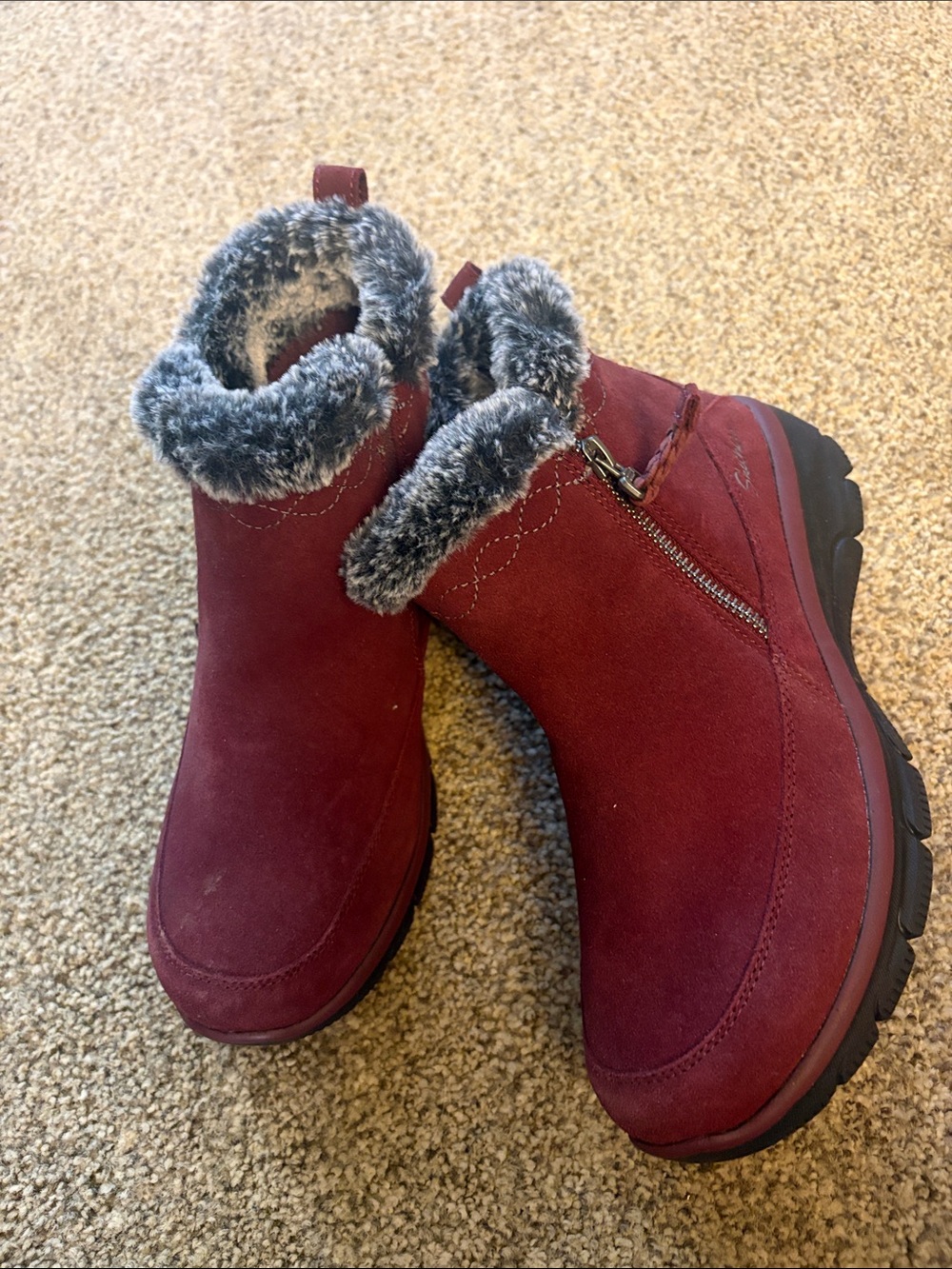 Women’s Skechers Burgundy Faux-Fur Ankle Boots